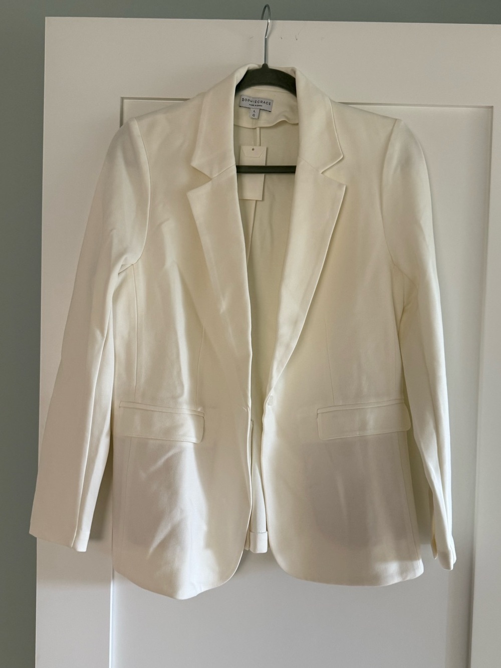 Sophie Grace Women's Cream Single-Button Blazer
